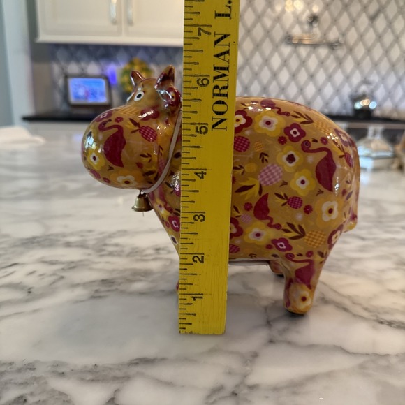 Pomme Pidou Floral Ceramic Flamingos, Red Gold Floral Colorful Cow Coin Bank - Picture 7 of 7